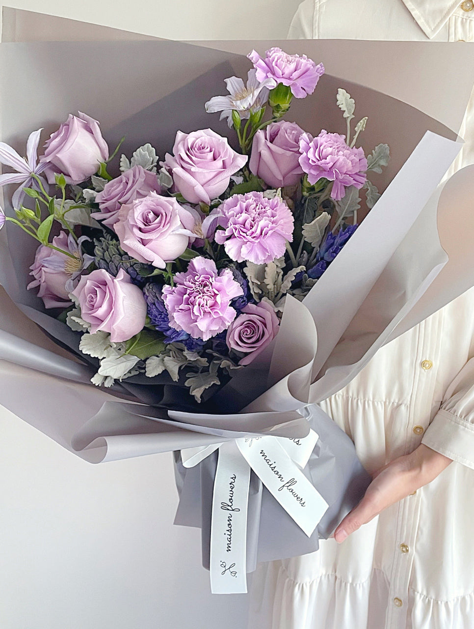 紫玫瑰花束,風信子, purple rose bouquet