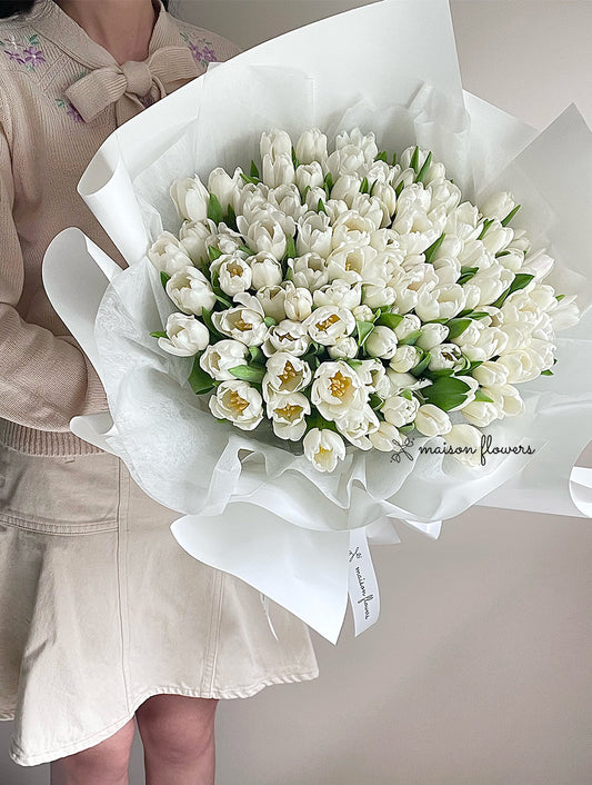 鬱金香花束，白色鬱金香