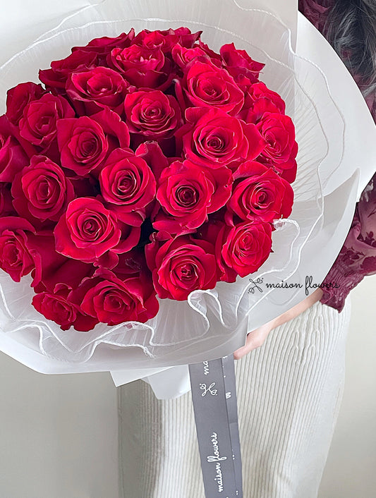 紅玫瑰花束，情人節玫瑰
